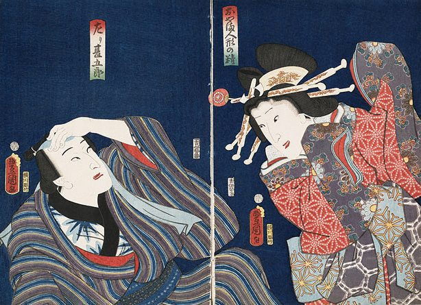 Actors In The Roles Of Hidari Jingorô And A Doll S Spirit 1859 By Utagawa Kunisada Toyokuni