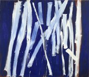 White lines (vertical) on ultramarine, (1970-1973) by Tony Tuckson