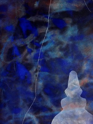 Alternate image of big blue world with three stupas by Judy Watson