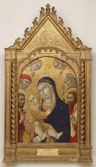 AGNSW collection Sano di Pietro Madonna and Child with Saints Jerome, John the Baptist, Bernardino and Bartholomew (1450-1481) 151.1971
