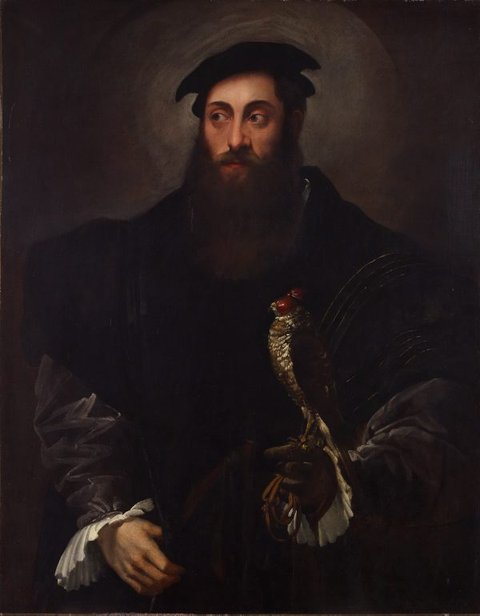 Portrait of a gentleman with a falcon, (circa 1548-circa 1550) by Nicolò dell'Abate