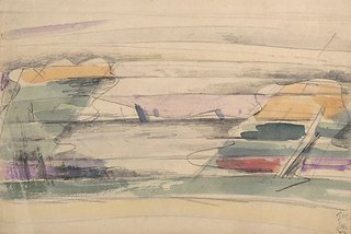 AGNSW collection Godfrey Miller Study for 'Landscape with orange cliffs' (circa 1949-circa 1953) 195.2002