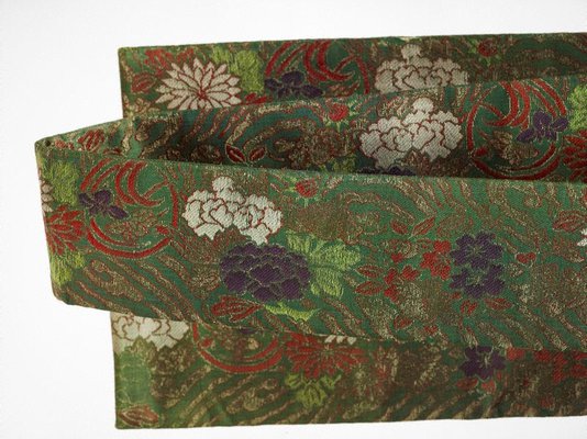 Alternate image of Koshimaki obi (sash) with cherry blossoms, narcissus, peonies and stylised wave by