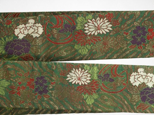 Alternate image of Koshimaki obi (sash) with cherry blossoms, narcissus, peonies and stylised wave by