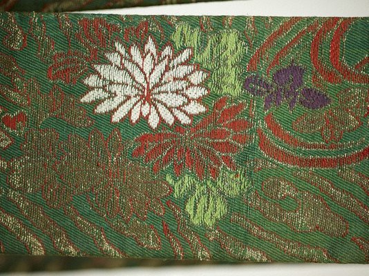 Alternate image of Koshimaki obi (sash) with cherry blossoms, narcissus, peonies and stylised wave by