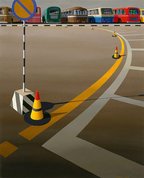Bus terminus, 1973 by Jeffrey Smart