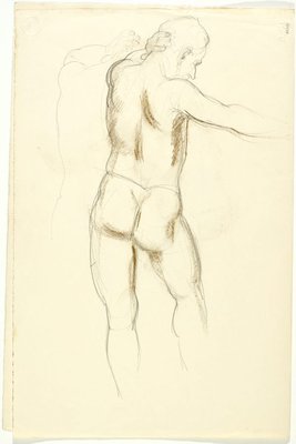 Alternate image of recto: Harbour landscape and Male nude, back view and Foot
verso: Head study, Leaning male nude; Hand and Male nude, back view by Lloyd Rees