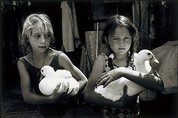 Marina and Zoey with ducks, 1993, printed 1995, Paradise is a Place by Sandy Edwards