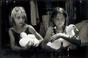 Marina and Zoey with ducks, 1993, printed 1995, Paradise is a Place by Sandy Edwards