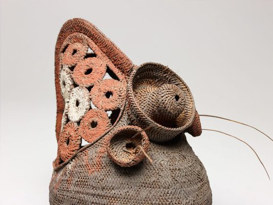 Alternate image of Baba or yau-baba (bell-shaped woven mask) by Abelam people