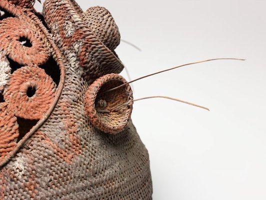 Alternate image of Baba or yau-baba (bell-shaped woven mask) by Abelam people