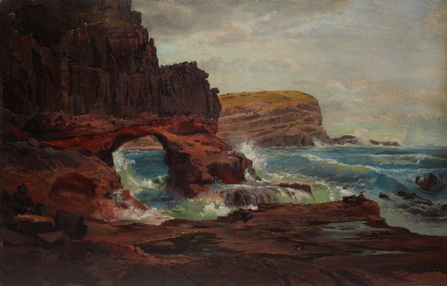 Tunnel Rock, Cape Schanck, Victoria, (1862) by Nicholas Chevalier