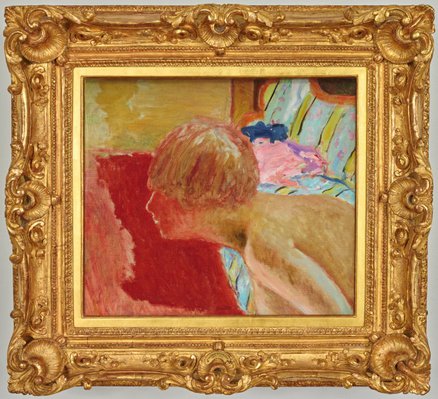 Alternate image of Bust in profile, red background (study) by Pierre Bonnard