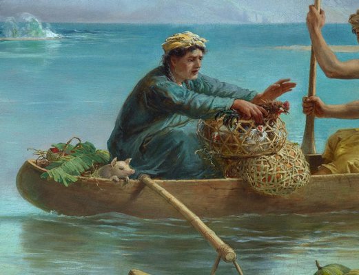 Alternate image of Race to the market, Tahiti by Nicholas Chevalier