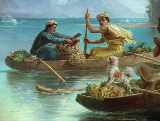 Alternate image of Race to the market, Tahiti by Nicholas Chevalier