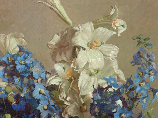 Alternate image of Delphiniums and lilies by Hans Heysen
