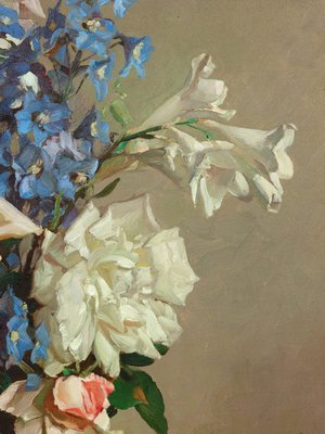 Alternate image of Delphiniums and lilies by Hans Heysen