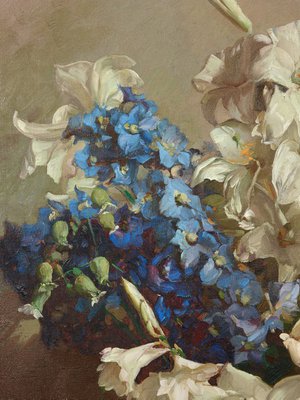 Alternate image of Delphiniums and lilies by Hans Heysen