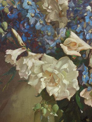 Alternate image of Delphiniums and lilies by Hans Heysen