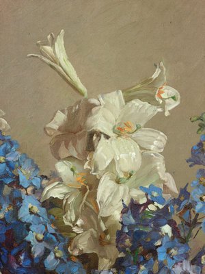 Alternate image of Delphiniums and lilies by Hans Heysen
