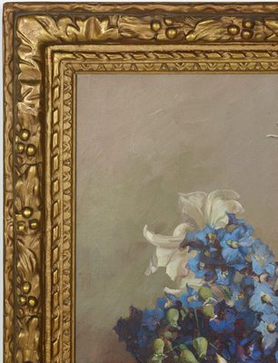 Alternate image of Delphiniums and lilies by Hans Heysen