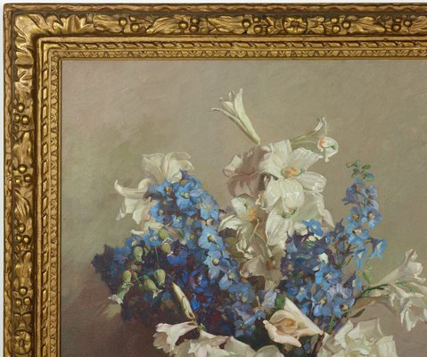 Alternate image of Delphiniums and lilies by Hans Heysen