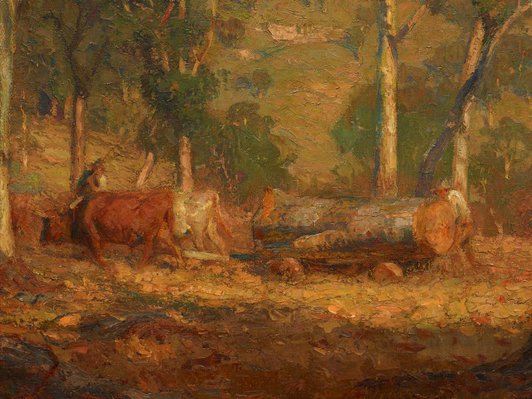 Alternate image of Hauling timber by Hans Heysen