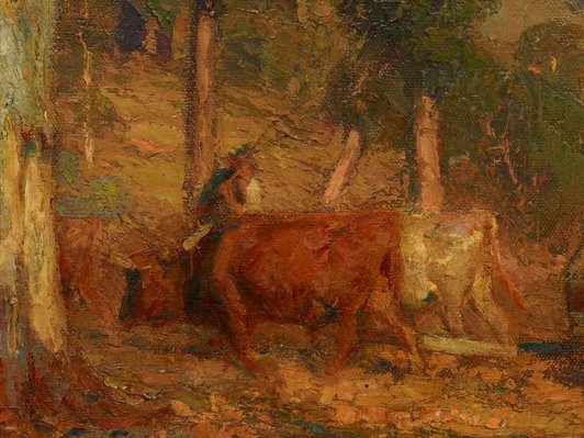 Alternate image of Hauling timber by Hans Heysen