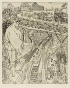 Goodbye to all this no 2: The square with travellers, 1963 by Elizabeth Rooney