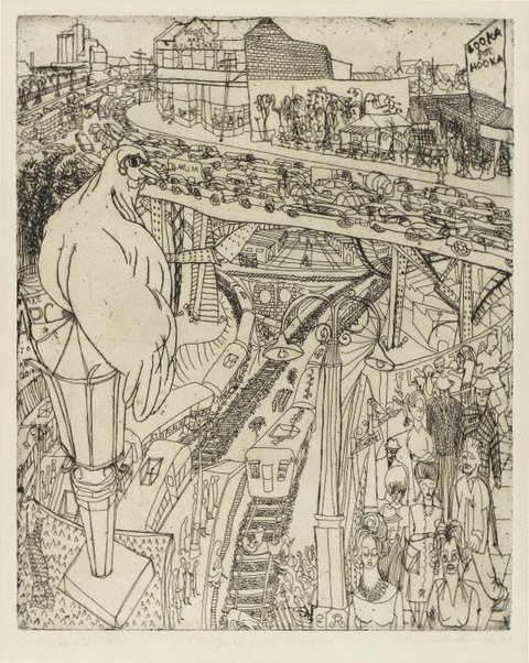 Goodbye to all this no 2: The square with travellers, (1963) by Elizabeth Rooney