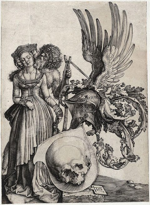 Coat of arms with a skull, (1503) by Albrecht Dürer