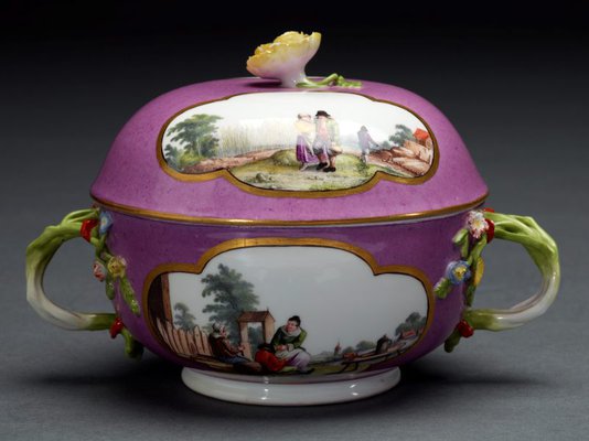Alternate image of Two handled soup bowl and cover by Meissen