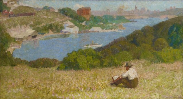 Down the hills to Berry's Bay, (1916) by Roland Wakelin
