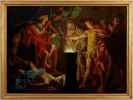Alternate image of Mucius Scaevola in the presence of Lars Porsenna by Matthias Stomer