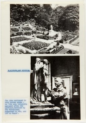 Alternate image of Bertram Mackennal working on the plaster cast of the figures for his Blackburn War Memorial by Hall & Russell
