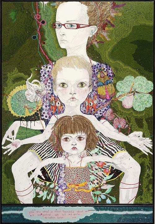 AGNSW prizes Del Kathryn Barton You are what is most beautiful about me, a self portrait with Kell and Arella, from Archibald Prize 2008