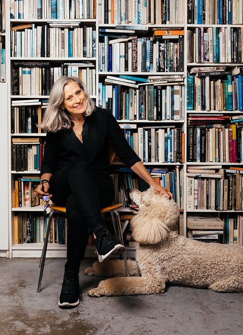 Julie Rrap with her standard poodle Cirrus. Photo: Jacquie Manning.