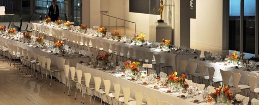Entrance court set up for a dinner