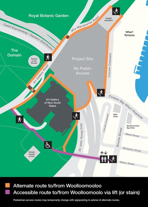 Map of changed pedestrian access routes