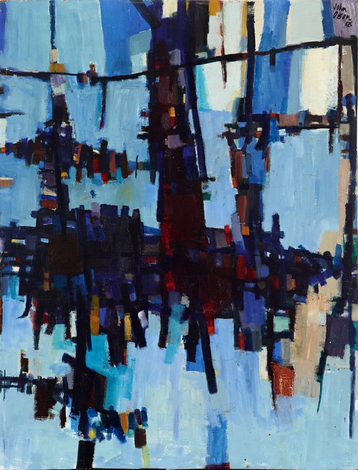 Dry salvages 1956oil on hardboard119 × 90.9 cmArt Gallery of New South WalesGift of Mrs EM Gardiner in memory of her daughter Marie Gardiner 1972© John Olsen. Licensed by Viscopy, Australia